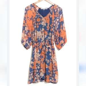 Collective Concepts Floral Bubble  Sleeve Dress ,Navy/Coral, NWOT,  Small